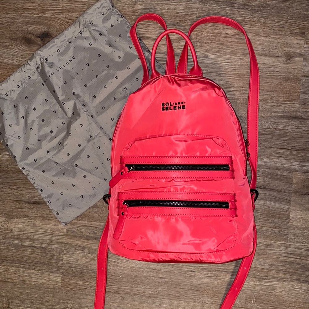 Sol and Selene Red/Hot Pink Nylon Backpack